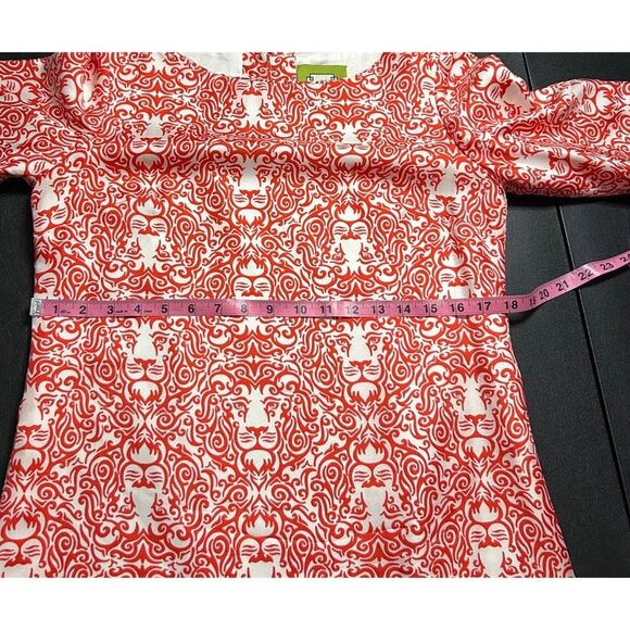 Elizabeth McKay Lion Print Silk Shift Dress Size 4 - Picture 4 of 10